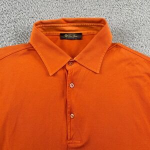 Loro Piana Polo Shirt Mens 3XL Orange Cotton Short Sleeve Made in Italy Pique